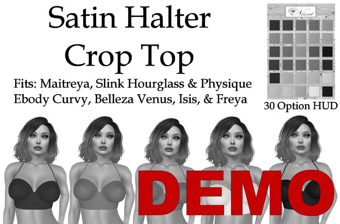 DEMO Nixxi Fashions - Satin Halter Crop Top (30 Options)