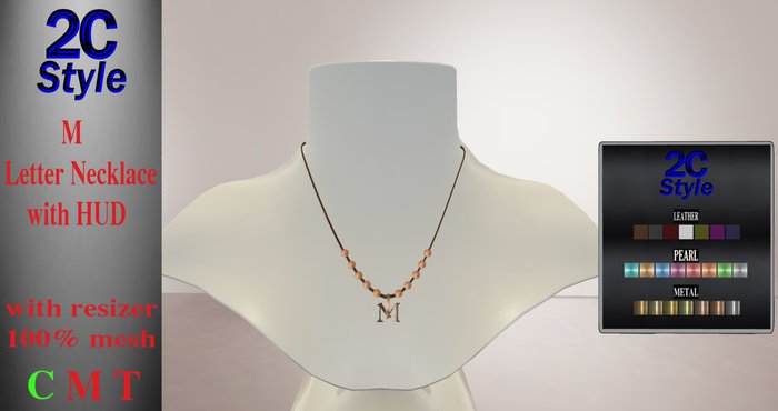 2C STYLE--M Letter mesh Necklace with HUD