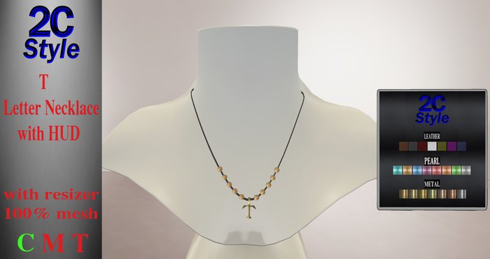 2C STYLE--T Letter mesh Necklace with HUD