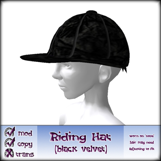 Second Life Marketplace !HI! Black Velvet Riding Hat