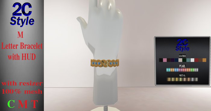 2C STYLE--M Letter mesh Bracelet with HUD