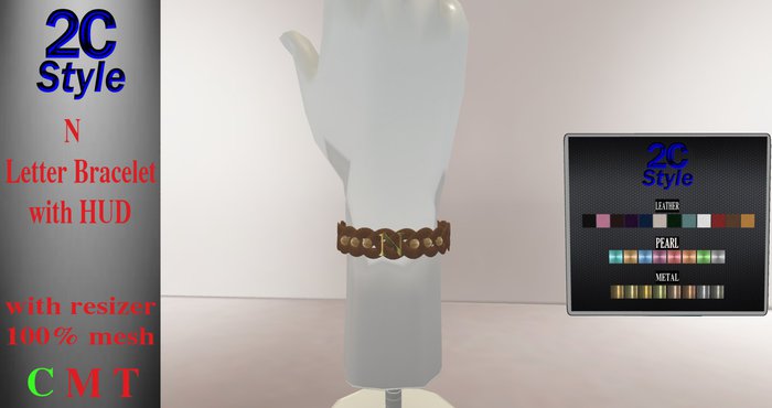 2C STYLE--N Letter mesh Bracelet with HUD