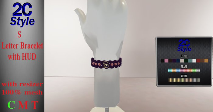 2C STYLE--S Letter mesh Bracelet with HUD