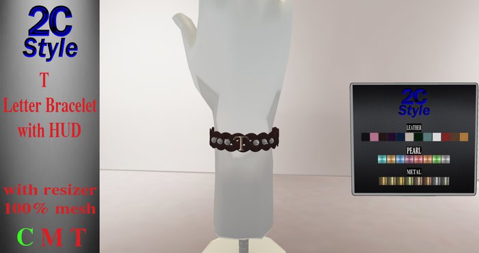 2C STYLE--T Letter mesh Bracelet with HUD