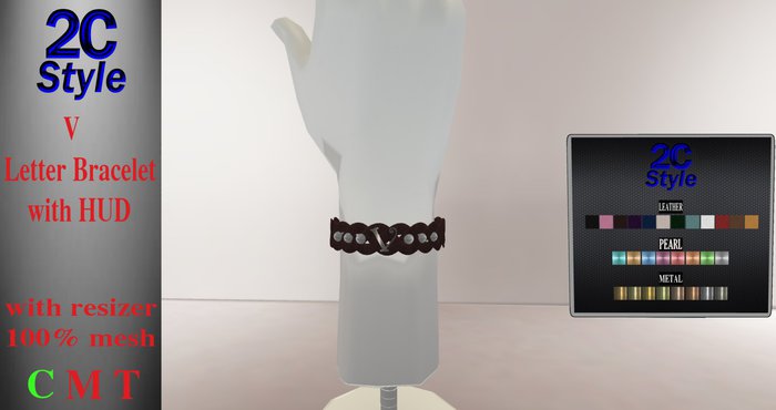 2C STYLE--V Letter mesh Bracelet with HUD