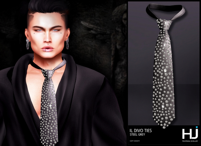 [HJ] Il Divo Ties - Steel Grey