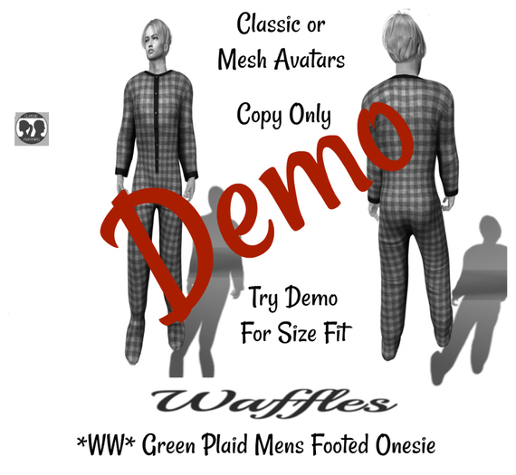 Demo *WW* Green Plaid Mens Footed Onesie