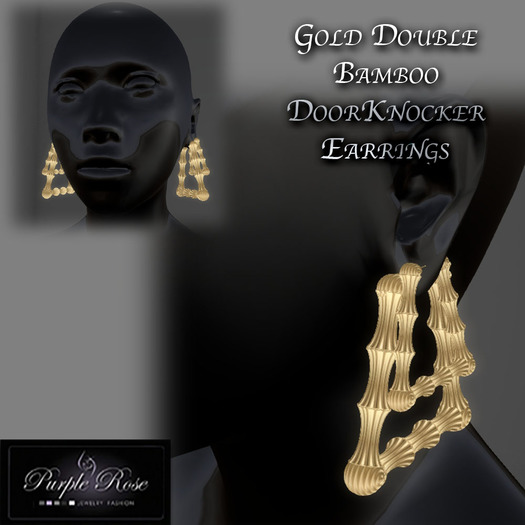 MP**PR Gold Double Bamboo DoorKnocker Earrings
