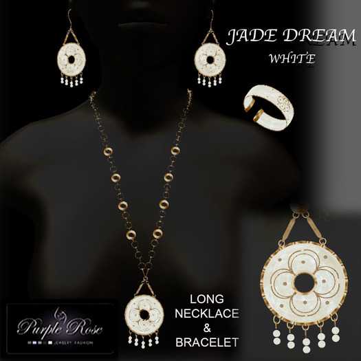 MP**(PRJ)  JADED DREAMS LONG NECKLACE SET WHITE