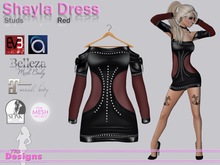 Shayla Dress Studs Red