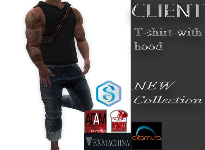 CLIENT T-shirt-with-hood black