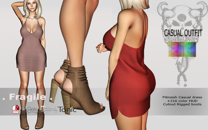 .Fragile. Casual outfit - Summer dress & cutout boots 216 color