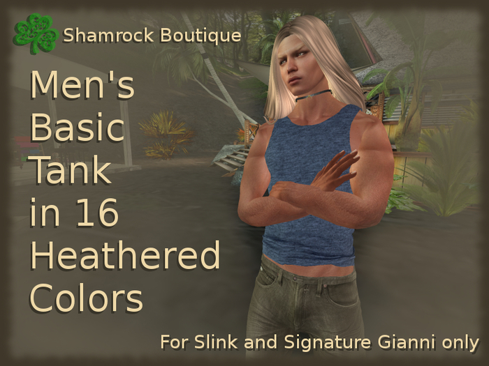 =<SB>= Mens Basic Tank - 16 Heathered Textures