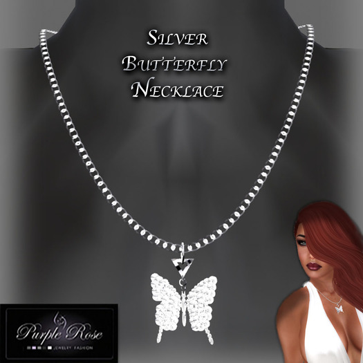 MP**PR JEWELRY PLATINUM BUTTERFLY NECKLACE