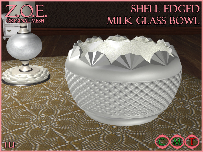 Z.O.E. Shell Edged Milk Glass Bowl