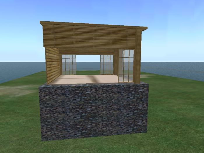 Casetta giapponese esterna con tatami rialzata in base pietra