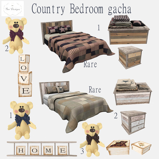 .:Bee designs:. Country Bedroom Gacha Bed 2 RARE