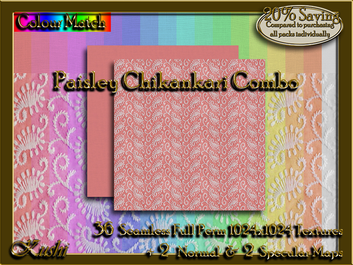 !Kushi! PaisleyChikankariCOMBO Textures -WEAR TO UNPACK