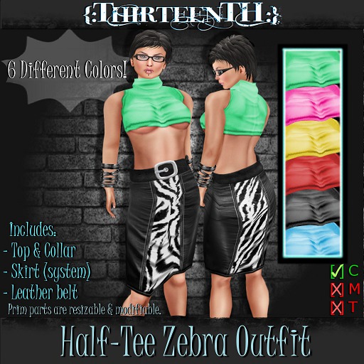 {:ThirteenTH:} Half Tee Zebra Outfit_Sea Green [boxed]