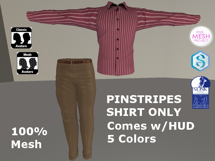 [DF]- Mesh Men Pinstripes Shirts w/HUD