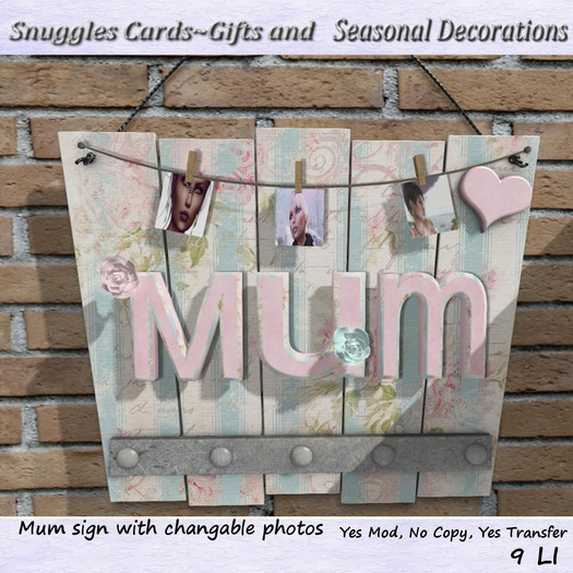 Mum sign with changable photos Boxed