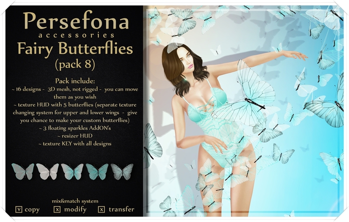 Persefona Fairy Butterflies (pack 8)