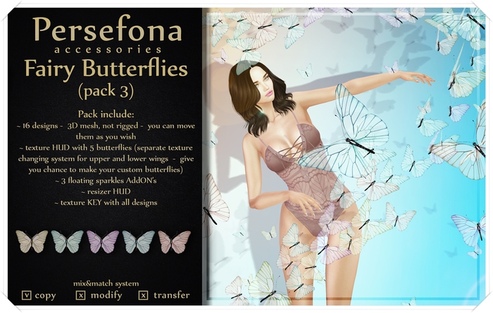 Persefona Fairy Butterflies (pack 3)