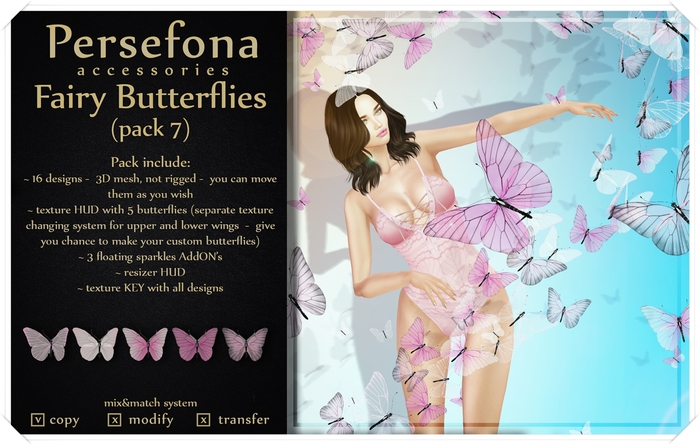 Persefona Fairy Butterflies (pack 7)
