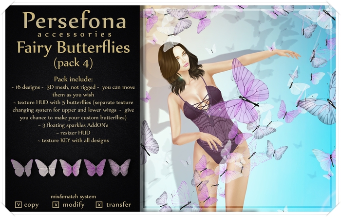 Persefona Fairy Butterflies (pack 4)