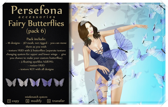 Persefona Fairy Butterflies (pack 6)