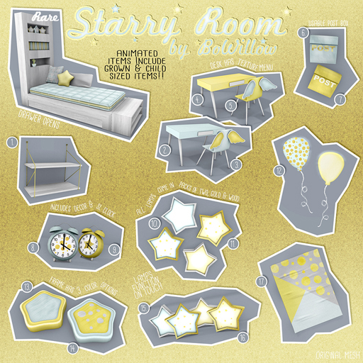 :BoWillow: Starry Room 10. Starry Wall Lamps Blue