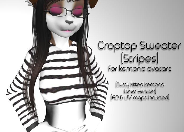 LMF Fitted Kemono Torso Croptop Sweater (Striped)