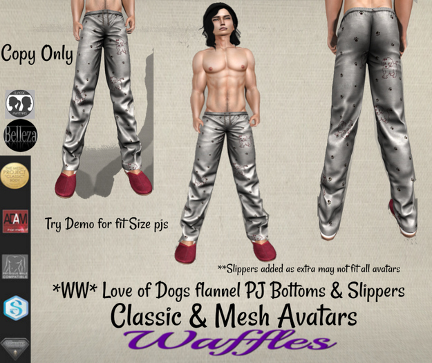 *WW* Love of Dogs flannel PJ Bottoms & Slippers