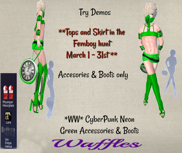 *WW* CyberPunk Neon Green Accessories & Boots