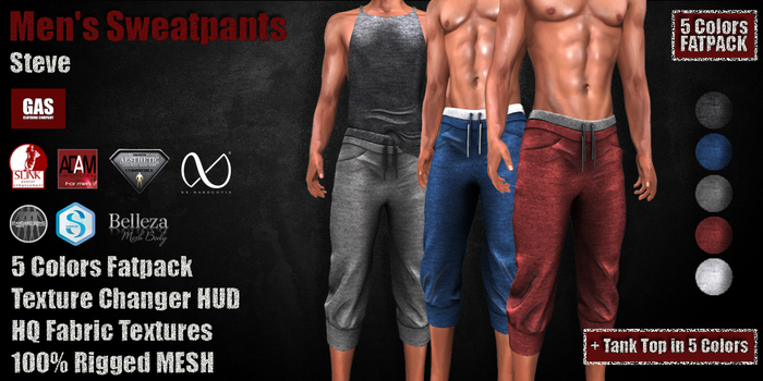 GAS [Men's Sweatpants Steve - 5 Colors w/HUD FATPACK] Demo