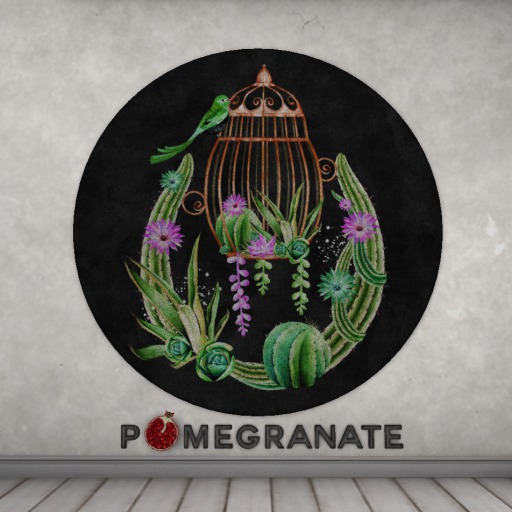 Pomegranate - Succulent Rug - Bird - Night Round