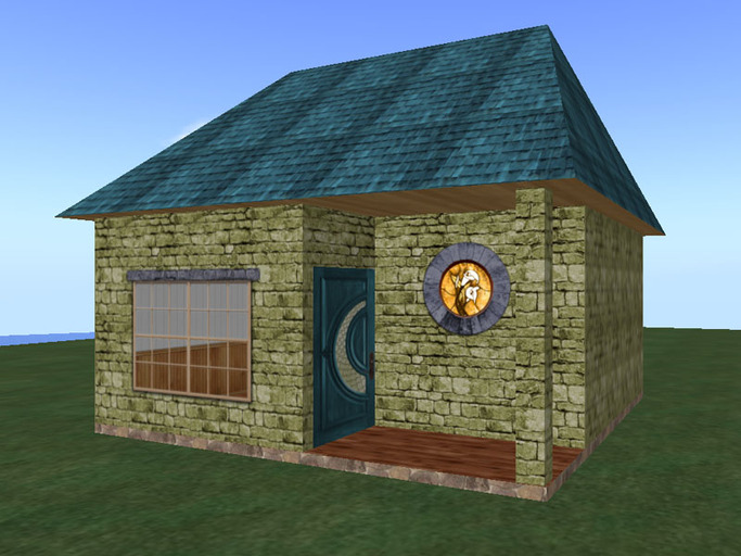RE Rustic Stone Cabin - Low Prim, House/Western/Medieval