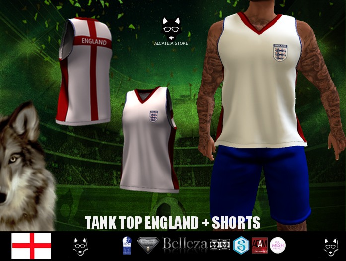 Alcateia - Camisa Regata da Inglaterra + Shorts