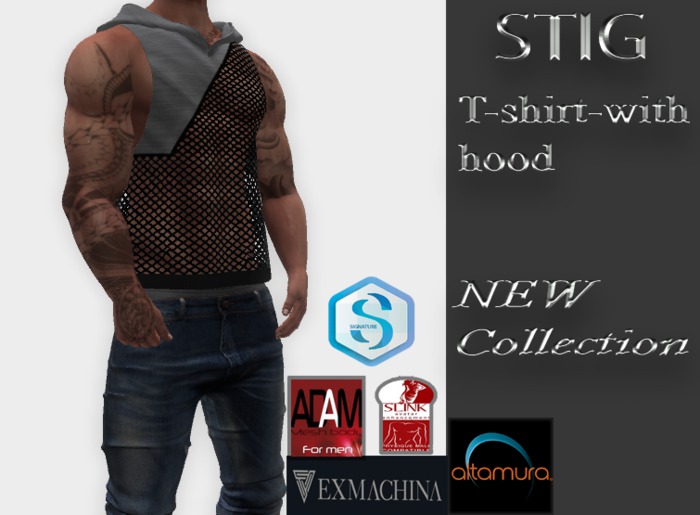 T-shirt-with-hood- gray grid[Altamura,Signature,Adam,SLink,Exmachina]