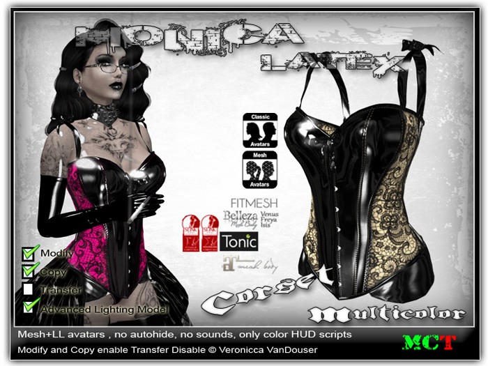 Monica Latex Corset Red&Black *DEMO*