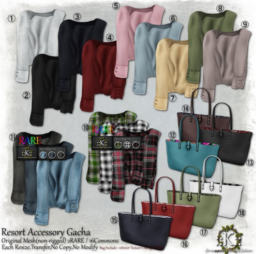 16 ::K:: Resort Totebag Red [BOX] (Non-Rigged,Resize,10Inner Texture Changer HUD)