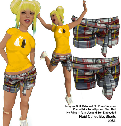 !BF! Plaid Cuffed BoyShorts