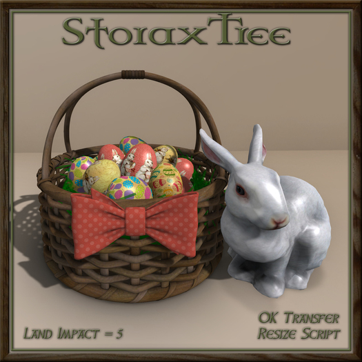 Easter Basket w Ceramic Rabbit A1