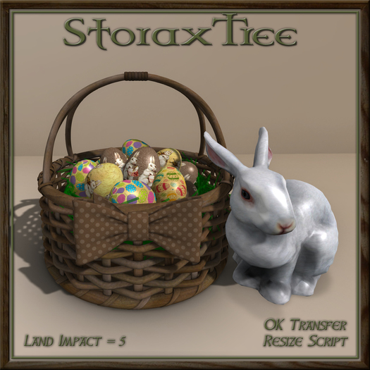 Easter Basket w Ceramic Rabbit A2