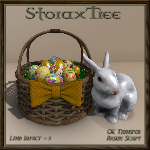 Easter Basket w Ceramic Rabbit A3