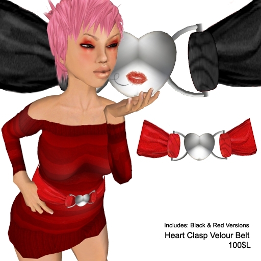 !BF! Heart Clasp Velour Belt