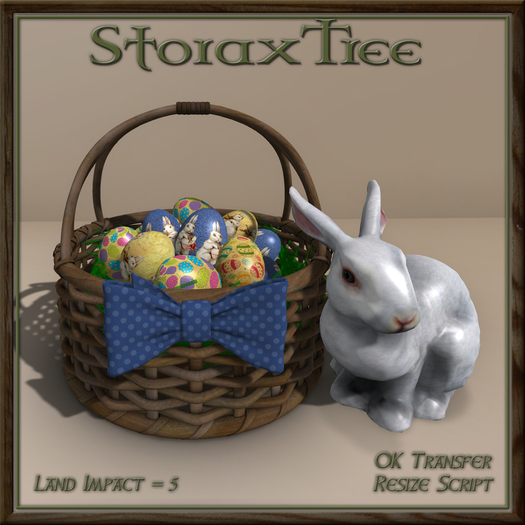 Easter Basket w Ceramic Rabbit A6