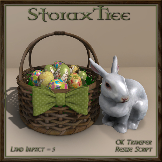 Easter Basket w Ceramic Rabbit A7