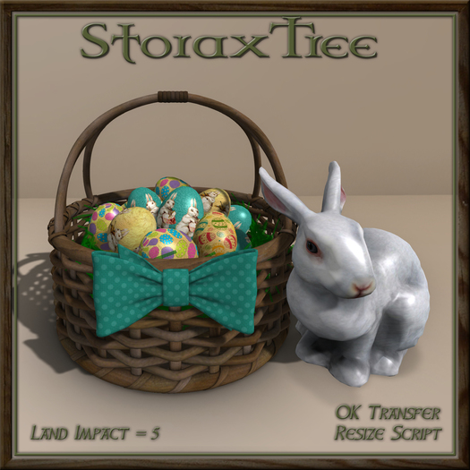 Easter Basket w Ceramic Rabbit A9