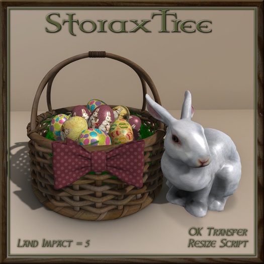 Easter Basket w Ceramic Rabbit A10